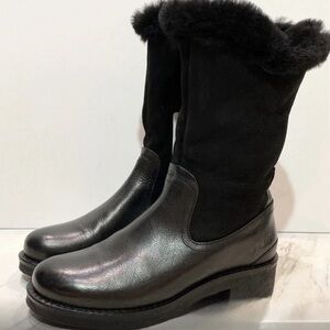 Women’s PAJAR Black Leather Shearling Lined Boots Size 8-8.5